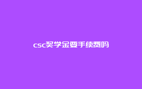 csc奖学金要手续费吗