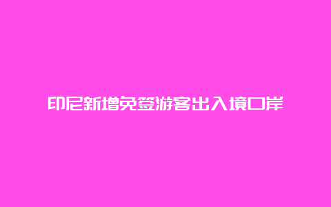 印尼新增免签游客出入境口岸