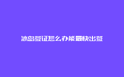 冰岛签证怎么办能最快出签