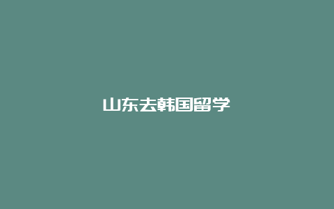 山东去韩国留学