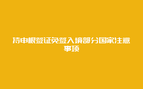 持申根签证免签入境部分国家注意事项