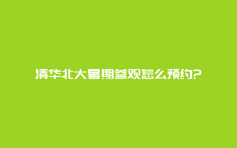 清华北大暑期参观怎么预约?