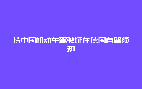 持中国机动车驾驶证在德国自驾须知