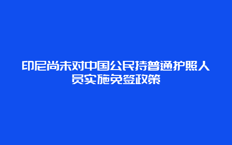 印尼尚未对中国公民持普通护照人员实施免签政策