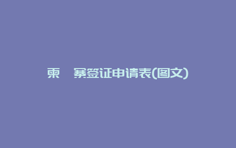 柬埔寨签证申请表(图文)