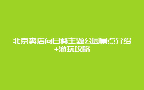 北京窦店向日葵主题公园景点介绍+游玩攻略