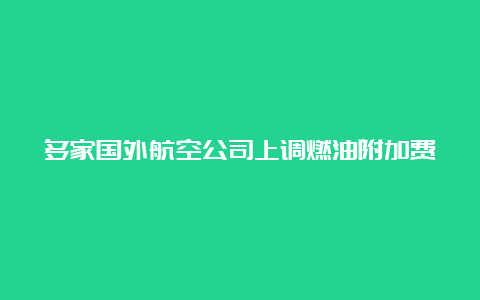 多家国外航空公司上调燃油附加费