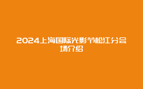 2024上海国际光影节松江分会场介绍