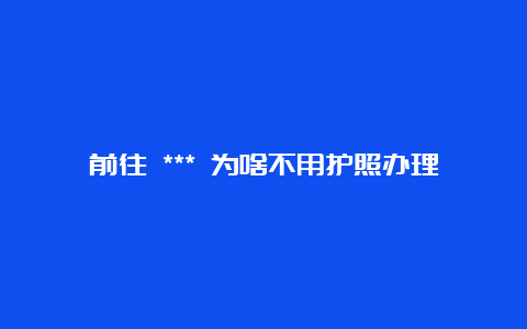 前往 *** 为啥不用护照办理