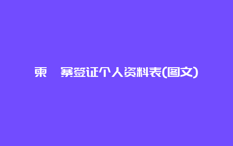 柬埔寨签证个人资料表(图文)