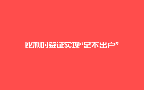 比利时签证实现“足不出户”