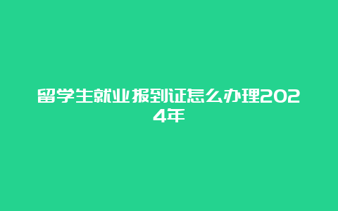 留学生就业报到证怎么办理2024年