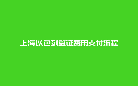 上海以色列签证费用支付流程