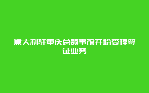 意大利驻重庆总领事馆开始受理签证业务