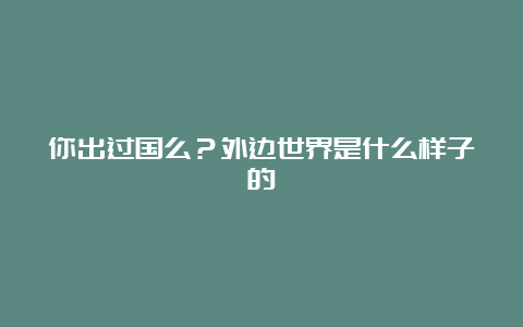 你出过国么？外边世界是什么样子的