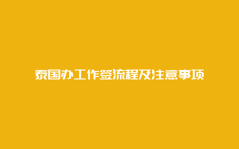 泰国办工作签流程及注意事项