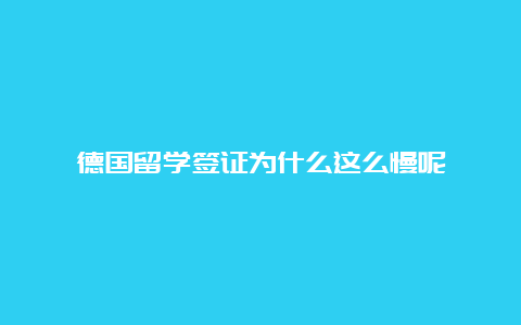 德国留学签证为什么这么慢呢