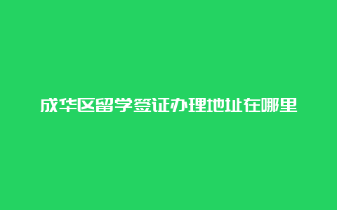 成华区留学签证办理地址在哪里