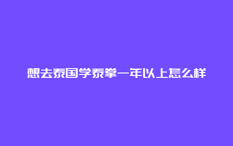 想去泰国学泰拳一年以上怎么样