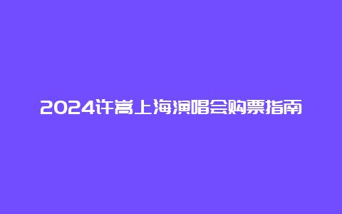 2024许嵩上海演唱会购票指南