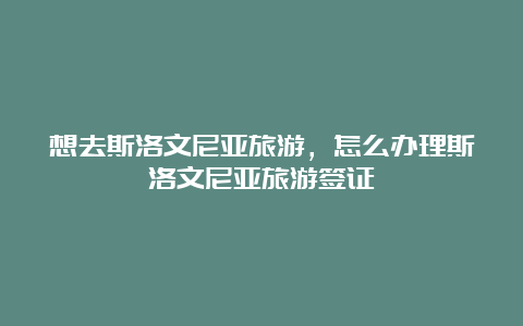 想去斯洛文尼亚旅游，怎么办理斯洛文尼亚旅游签证