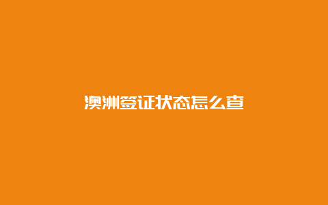 澳洲签证状态怎么查