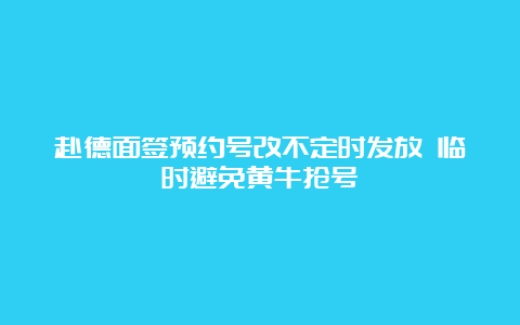 赴德面签预约号改不定时发放 临时避免黄牛抢号