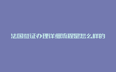 法国签证办理详细流程是怎么样的