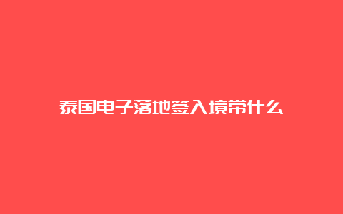 泰国电子落地签入境带什么