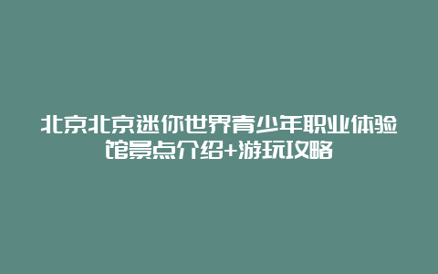 北京北京迷你世界青少年职业体验馆景点介绍+游玩攻略