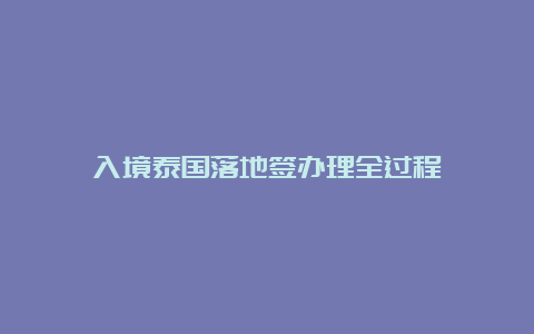 入境泰国落地签办理全过程