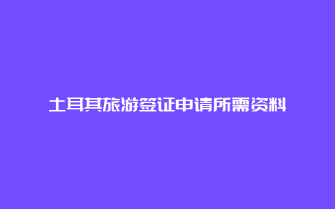 土耳其旅游签证申请所需资料