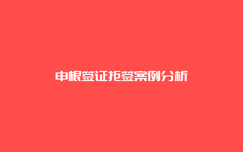 申根签证拒签案例分析