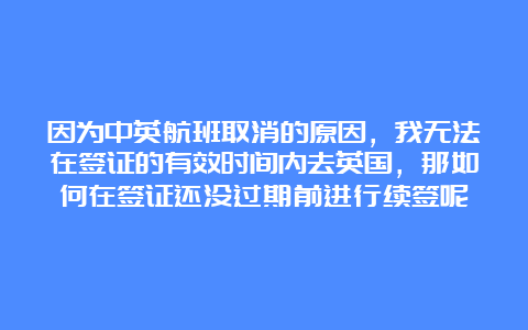 因为中英航班取消的原因，我无法在签证的有效时间内去英国，那如何在签证还没过期前进行续签呢