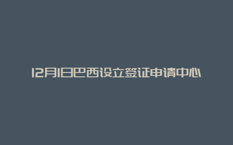 12月1日巴西设立签证申请中心