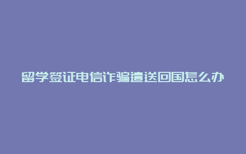 留学签证电信诈骗遣送回国怎么办