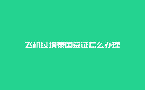 飞机过境泰国签证怎么办理