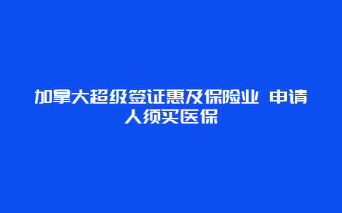 加拿大超级签证惠及保险业 申请人须买医保