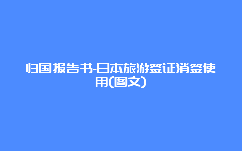 归国报告书-日本旅游签证消签使用(图文)