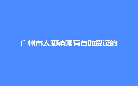 广州市太和镇哪有自助签证的