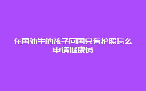 在国外生的孩子回国只有护照怎么申请健康码