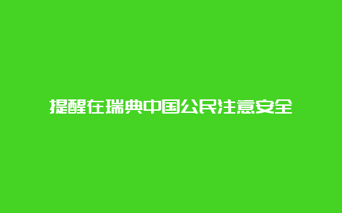 提醒在瑞典中国公民注意安全