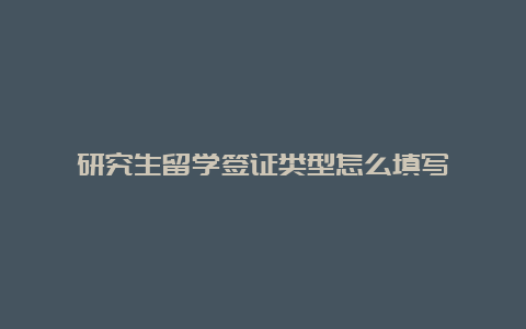 研究生留学签证类型怎么填写