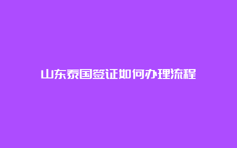 山东泰国签证如何办理流程