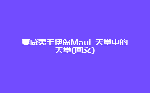 夏威夷毛伊岛Maui 天堂中的天堂(图文)