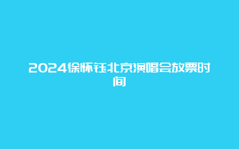 2024徐怀钰北京演唱会放票时间