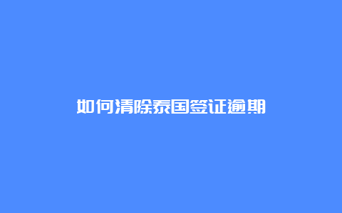 如何清除泰国签证逾期