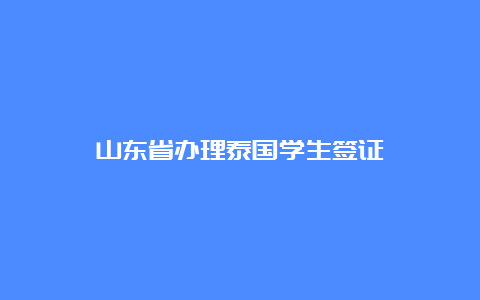 山东省办理泰国学生签证