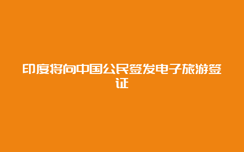 印度将向中国公民签发电子旅游签证