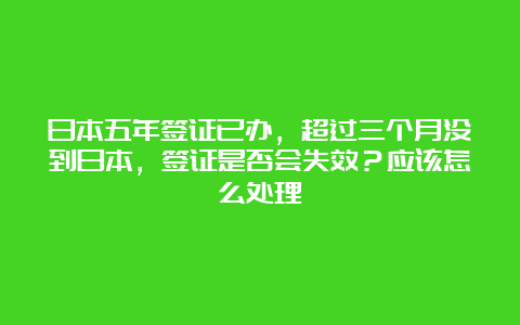 日本五年签证已办，超过三个月没到日本，签证是否会失效？应该怎么处理